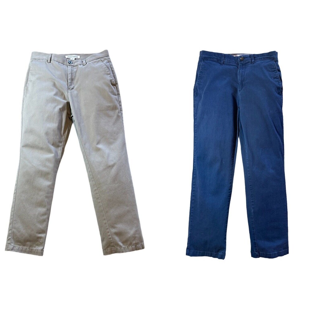 2 Pair Men's 30x30 Amazon Essentials Straight Khaki Chino Pants Beige & Navy
